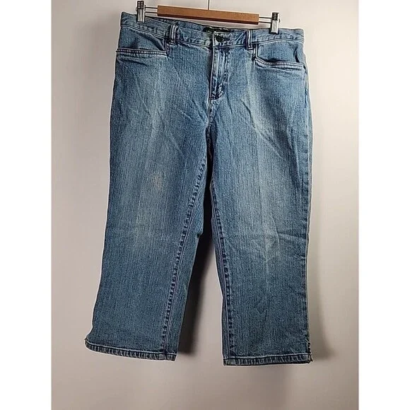 Lauren Jeans Co Cropped Light Wash Denim Womens Capri Size 12 LRL Ralph Lauren - Picture 1 of 11